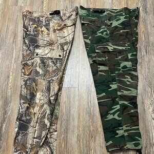 2 Pairs Of Camo Cargo Pants - Men Size Medium(32x30)-Adjustable Waistband